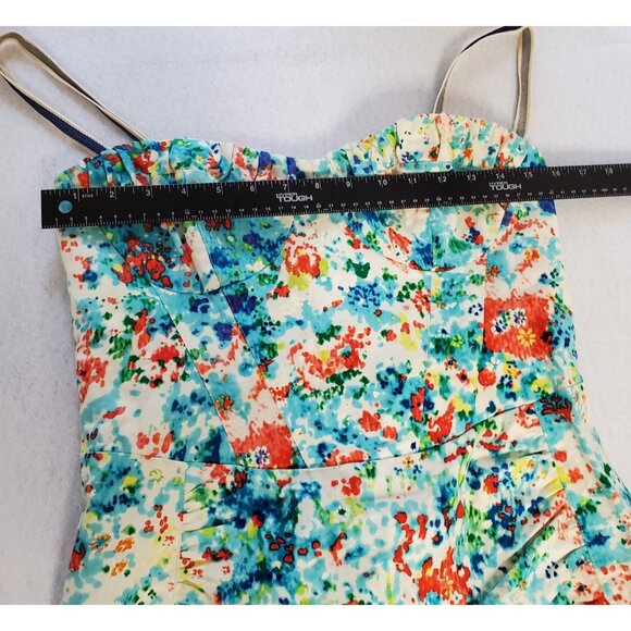 Nanette Lepore White & Multicolor Printed Sleeveless Rouched Sheath Dress sz 6 - Picture 9 of 16